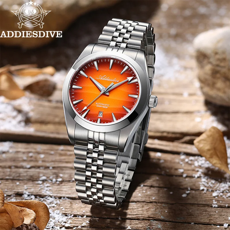 ADDIESDIVE Hot Sale 39mm Watch For Men 200m Diver Sapphire Glass AD2540 BGW9 Luminous Mechanical Automatic Watch Desert Texture view 3