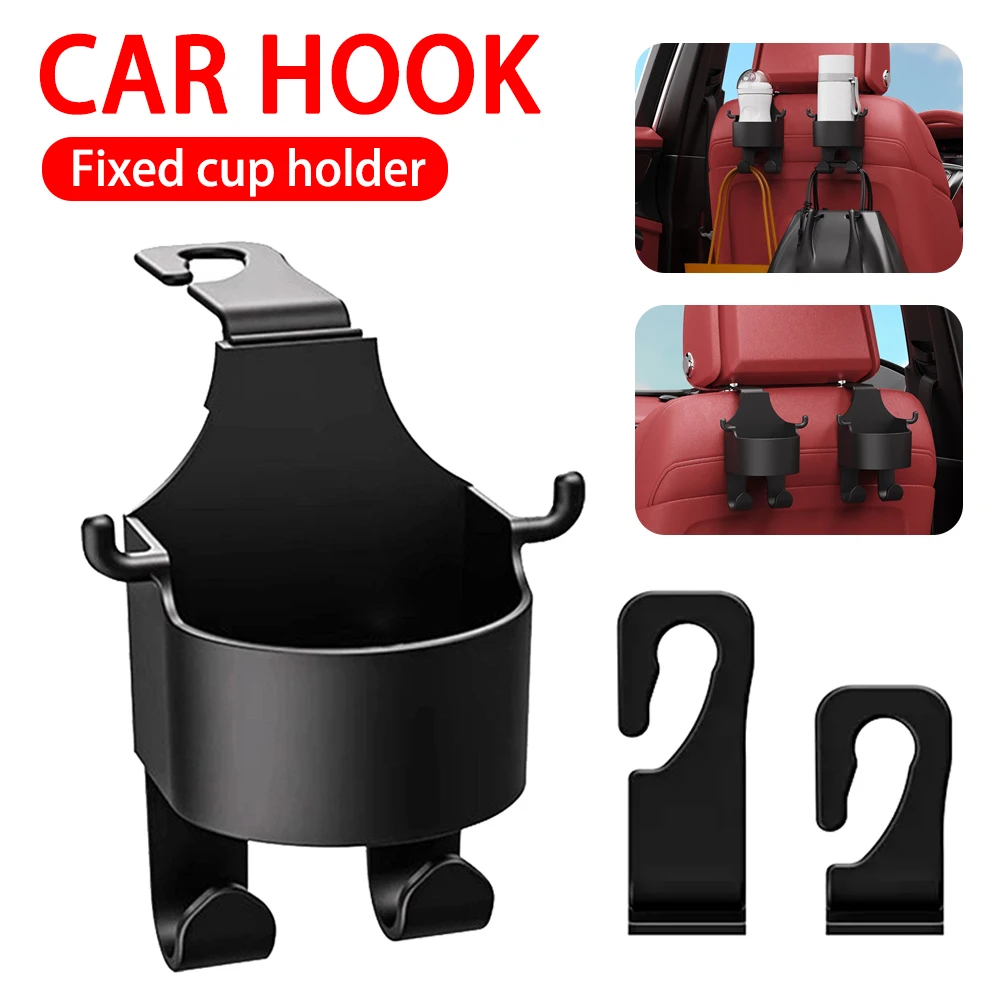 Car Seat Headrest Hook Hanger Storage Organizer Universal with Cup Holder for Handbag Fit Universal Vehicle Car Accessories