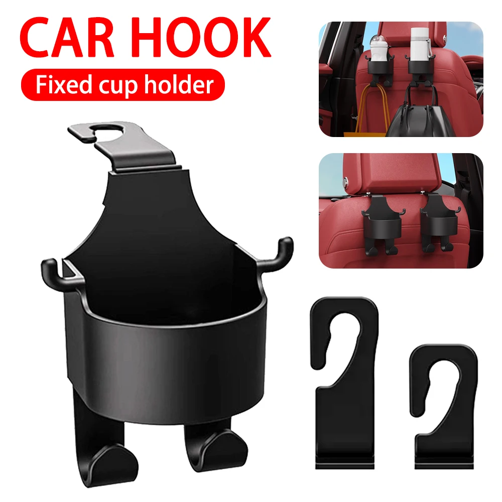 4pcs Car Seat Cup Holder Headrest Hook Hanger Storage Organizer Rear Seat Universal Water Cup Holder For Handbag Car Accessories