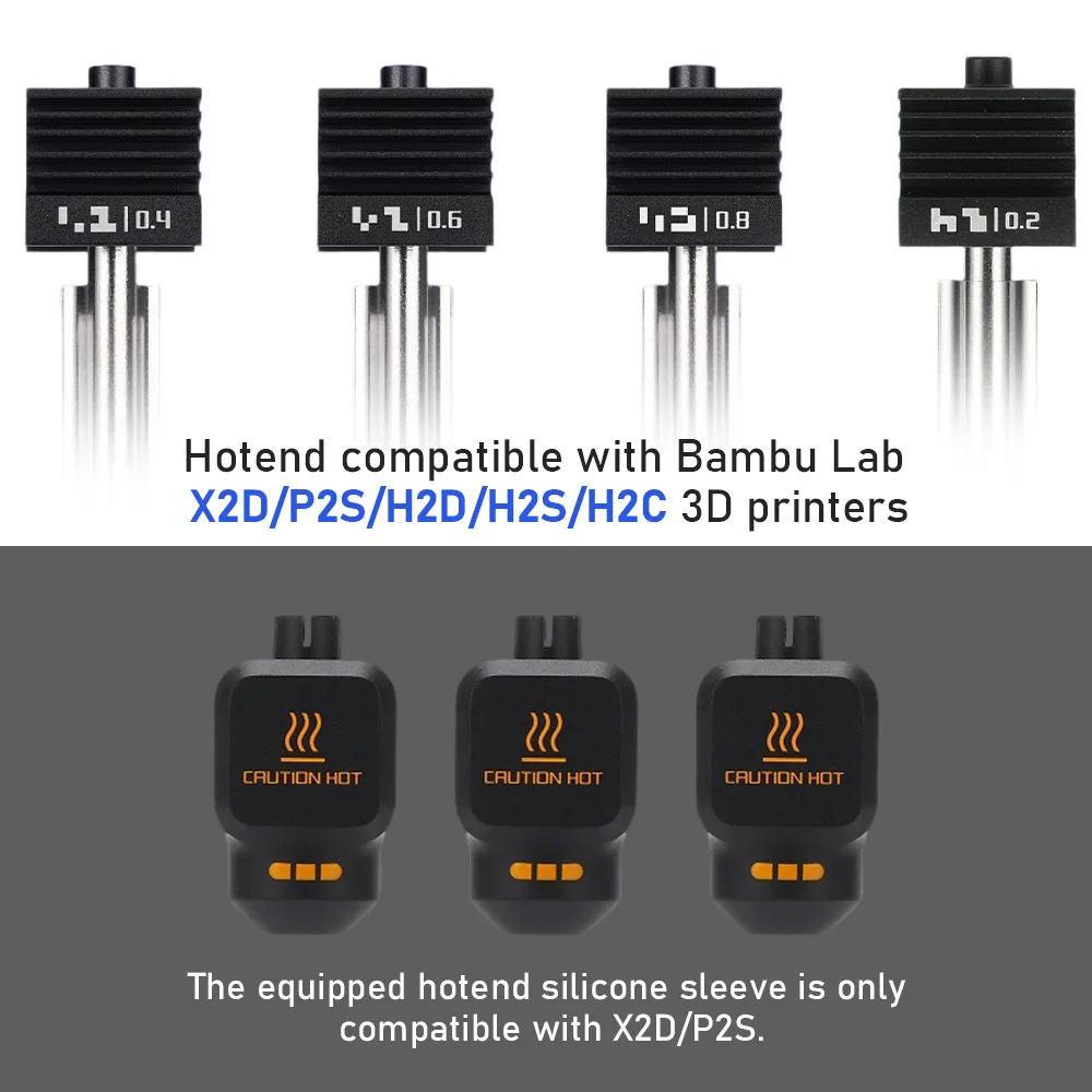 Bambulab X2D Vollmetall-Hotend-Baugruppe 0,2/0,4/0,6/0,8mm Gehärtete Stahldüse Druckkopf Ersatzteile Standard-Durchfluss – Detail 5