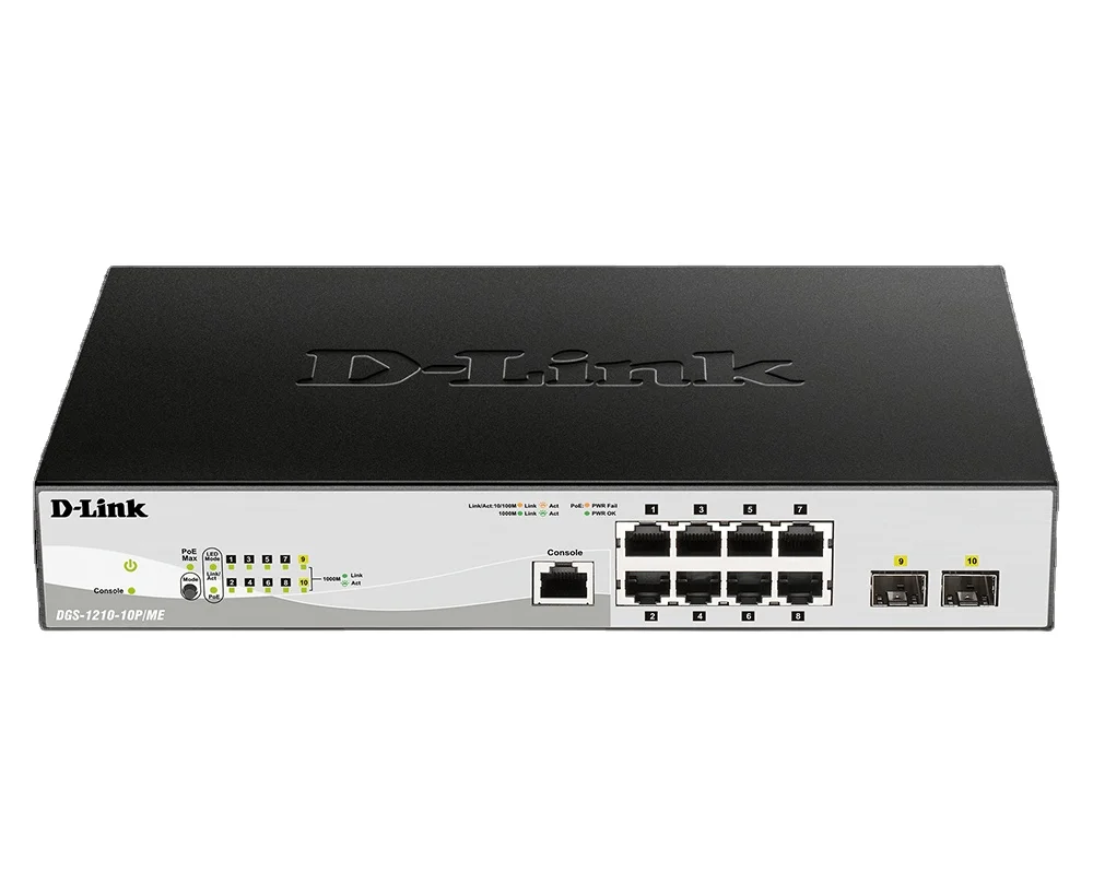 

DGS-1210-10PME 10-Port Gigabit PoE Metro Ethernet Switch Supports 802.3at Power over Ethernet