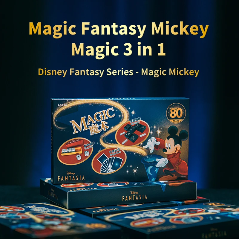 Disney Magic Tricks Mickey Mouse 3 IN 1 Magic Props Set Cartoon Toys Magic Tricks Professional for Children Birthday Gift