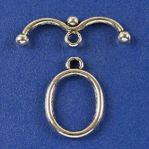 15sets 19.6x13.5mm loop:1.9mm dark silver tone egg toggle clasps h3127