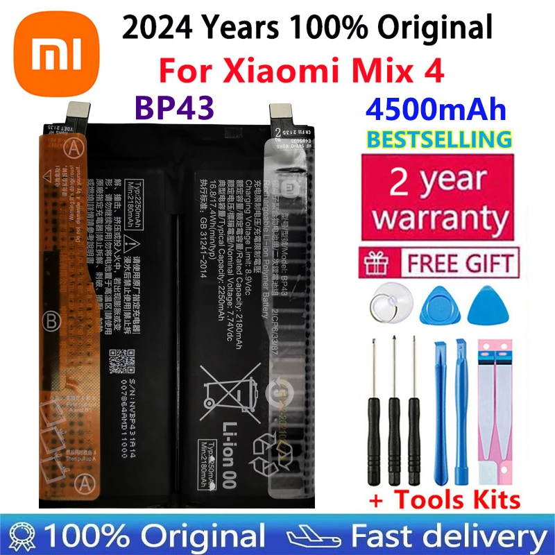 Batería Original Xiaomi de 2024 años para Xiaomi Mi Mix 1 2S 3 4 Poco X3 F3 Redmi K40 10T 11T Mi 11 Mi11 Lite Ultra Pro