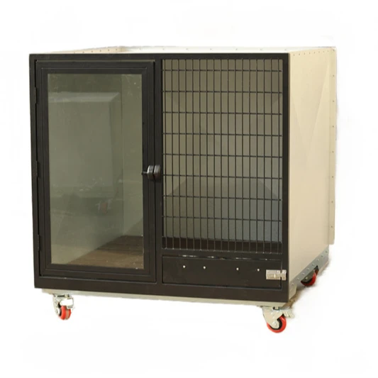 Veterinary Dog Crates Kennel with Drainage System Galvanized Steel Cage with Tempered Glass Door for Large Dogs