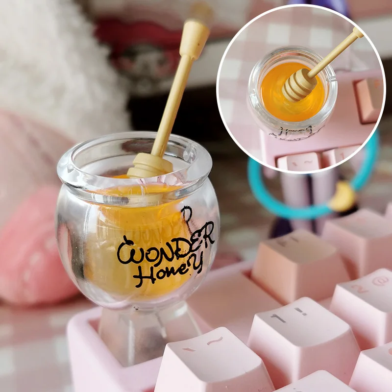 Personalized Keycap Mechanical Keyboard Translucent 3D Candy Jar Honey Punk Girl Cute R4 White Single Keyboard Decoration