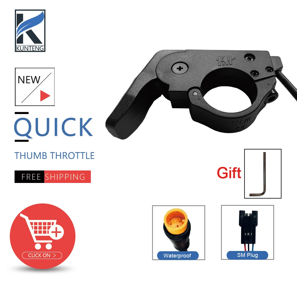AliExpress KUNTENG E-BIKE WuXing-Electric Bicycle Quick Thumb Throttle SM/Waterproof Connector Right and Left Hand Ebike Accessories Scooter 3 Pin