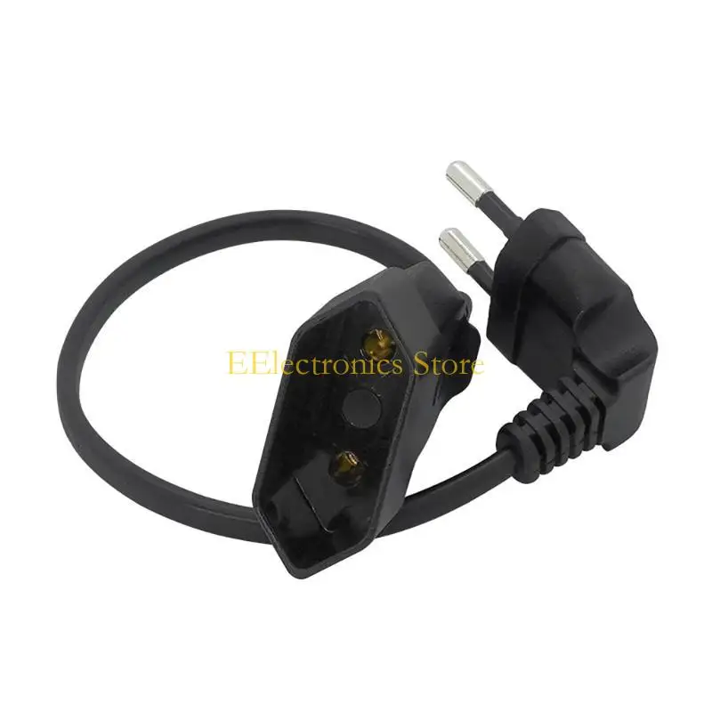 B03C European Standard Power Supply Cable Round 2pin Plug 90° Angled Power Cord 2-Prong Male Plug to Female Extension Line