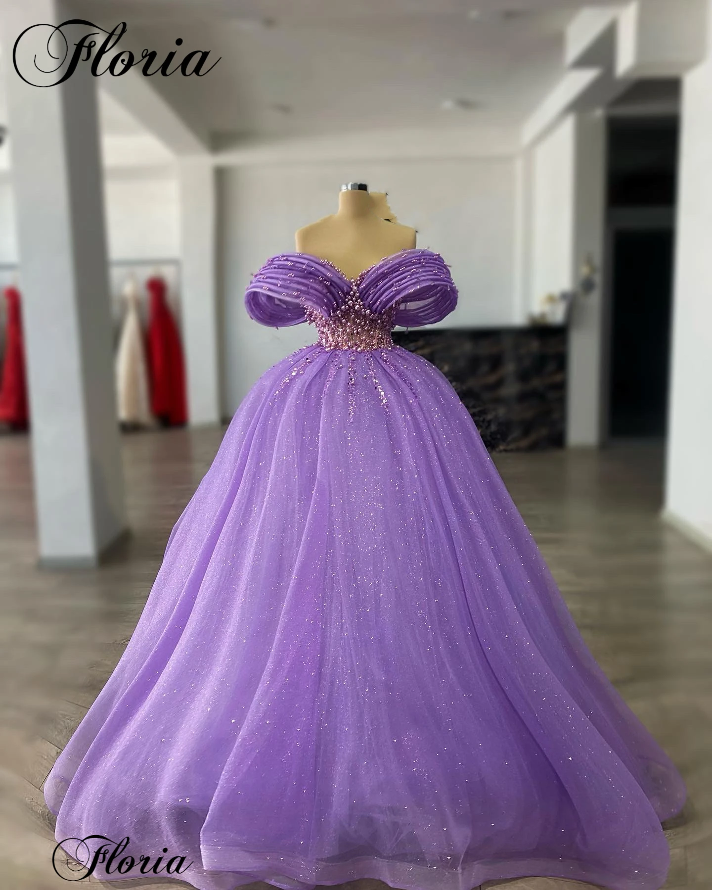 Robes de soirée violettes A-Line avec perles, robes de célébrité, robes de reconstitution historique, décolleté en cœur, haute couture, quoi que ce soit