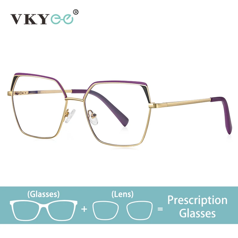 

VICKY Personality Polygonal Geometric Frame Design Anti-Blue Light Glasses Customizable Prescription Photochromic Glasses 3102