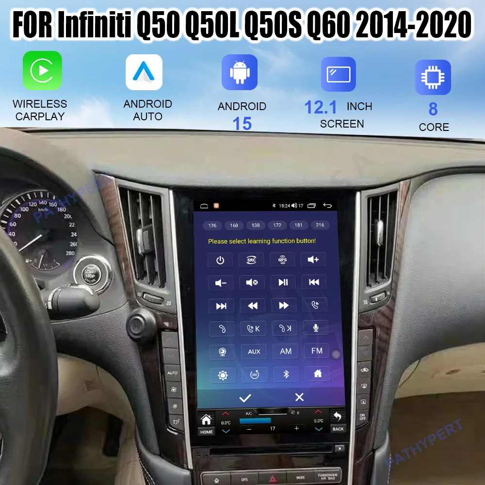 Android 15 For Infiniti Q50 Q50L Q50S Q60 2014-2020 Car Multimedia Player Wireless CarPlay Radio Auto Bluetooth Stereo GPS 4G FM