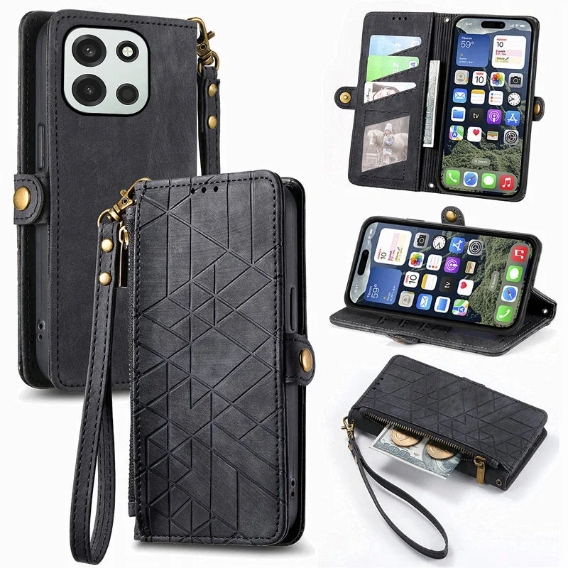 

geometric pattern leather Cover For OnePlus Nord 5 6 CE5 4 CE4 CE6 Lite CE3 3 2T multi-functional card Slot wallet phone Case