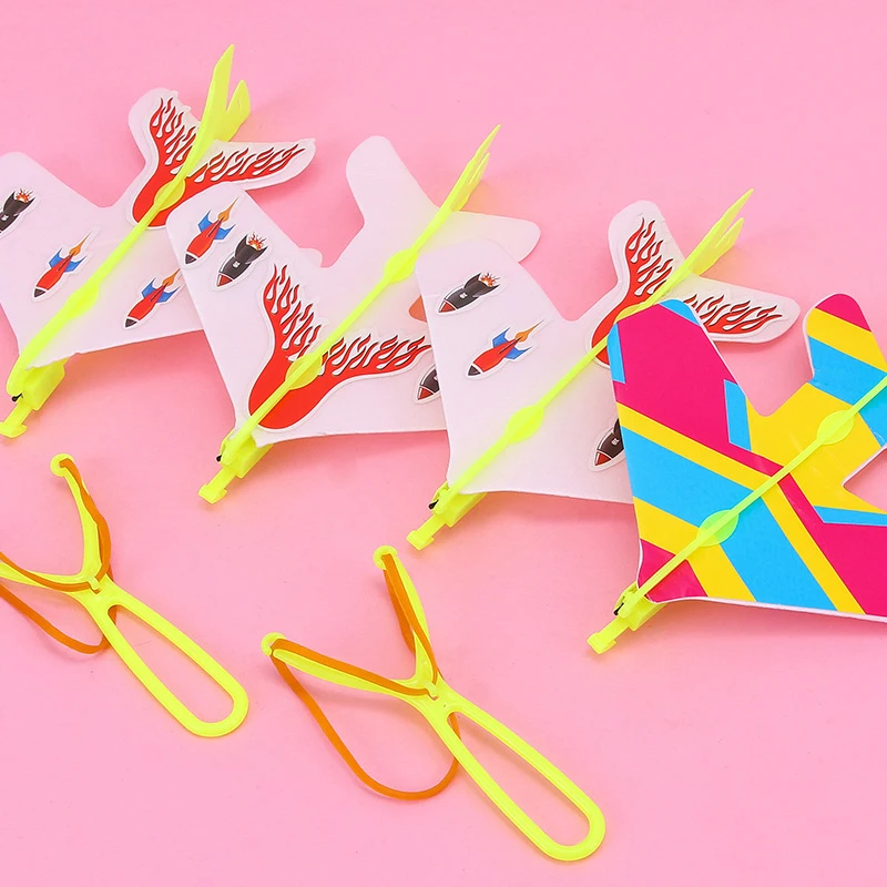 Large Size Luminous Catapult Airplane Slingshot Toy Sparkling Elastic Airplane Children's Outdoor Activity Flying Toy Gift