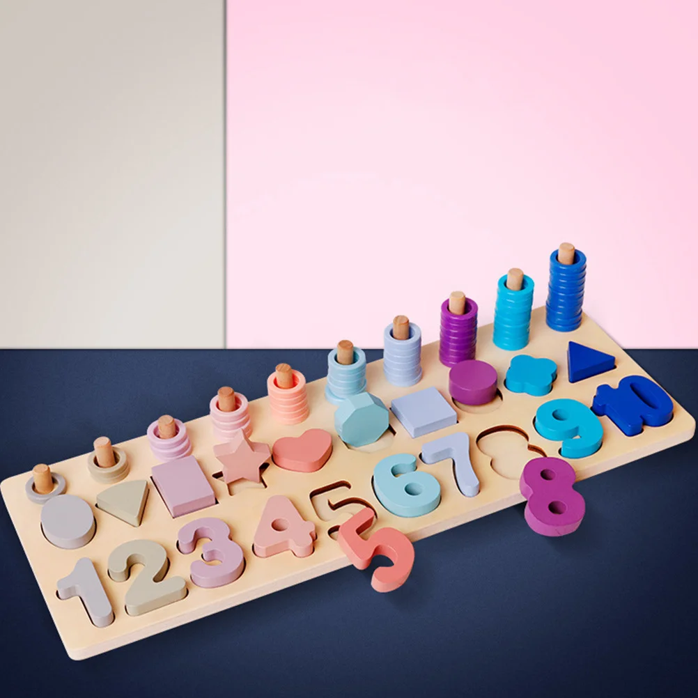 1 ชุดกระดานจับคู่รูปทรงตัวเลขมอนเตสซอรี่ปริศนาไม้เกมการศึกษาสำหรับเด็กวัยหัดเดินการพัฒนาความรู้ความเข้าใจมือและตา