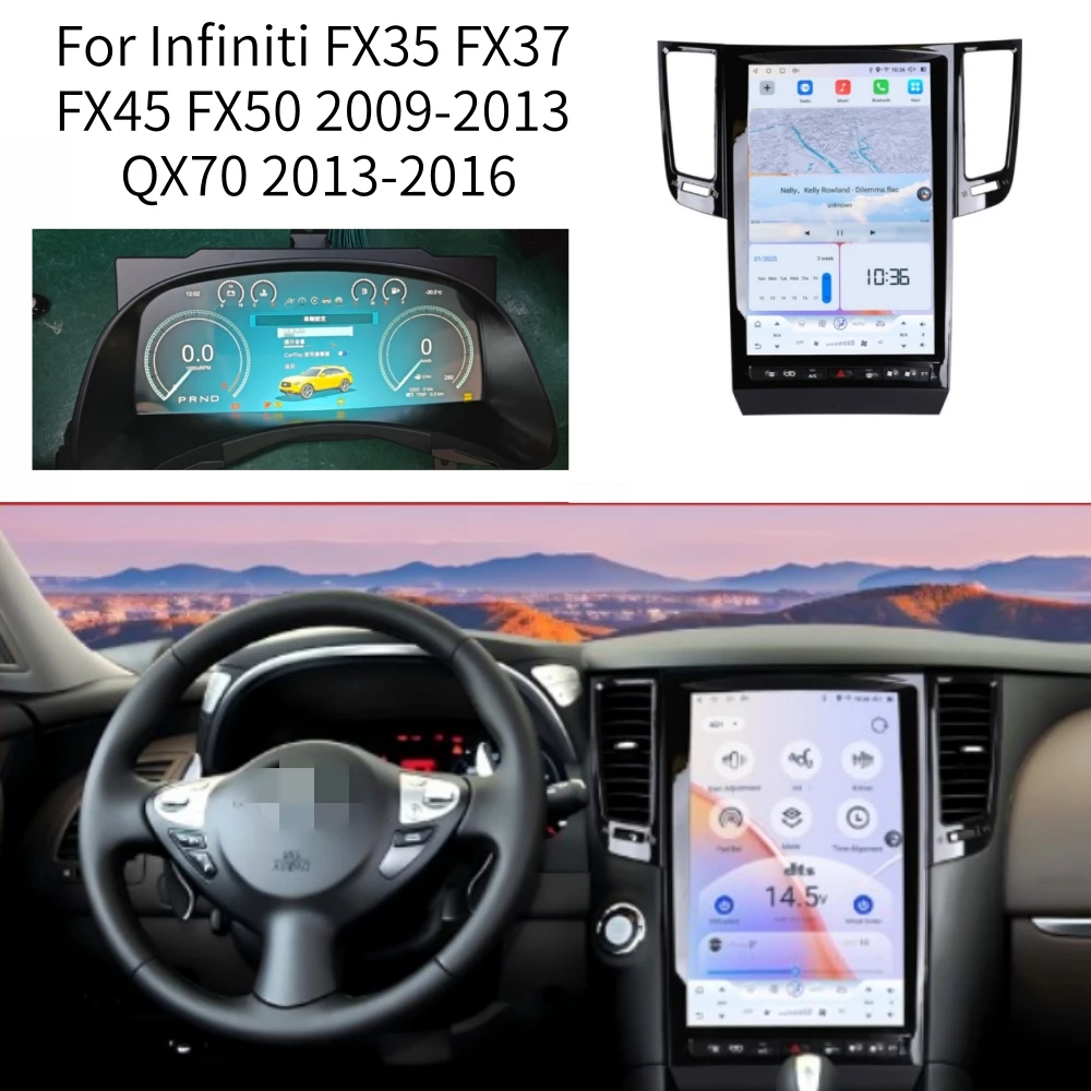 LCD Android 15 Screen For Infiniti FX FX25/FX35/FX37/QX70 Car Radio GPS Navigation Head Unit Player Multimedia Stereo Carplay