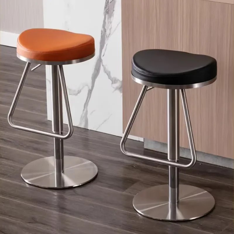 Trendy Adjustable Bar Chairs Steel Modern Designer Black Bar Chairs Simple Minimalistic Swivel Taburete Cocina Salon Furniture