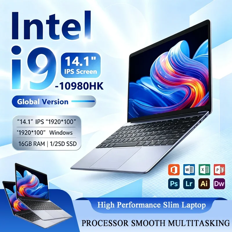14.1 Inch Intel I9-10980HK Laptop 32GB RAM 1TB SSD FHD IPS 165Hz Fingerprint WiFi 6 For Competitive Gaming Streaming