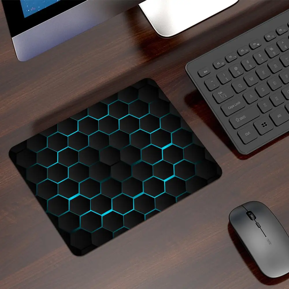 Abstract black hexagon pattern Mouse Pad Small Blue Mousepad Gaming Accessories Office Desk Mat Laptop Computer Mouse Mat