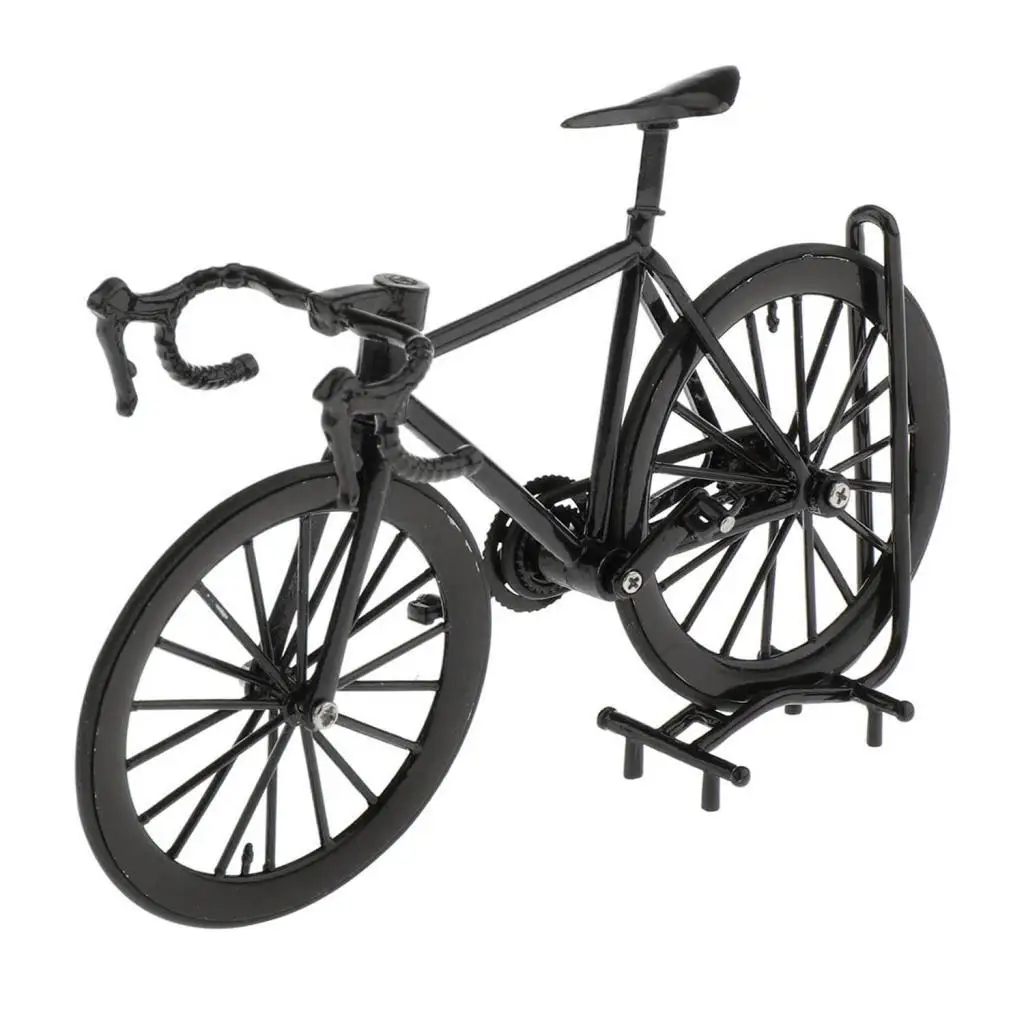 Modelo de bicicleta fundida em liga escala 1/14, brinquedos de bicicleta artesanais amarelo