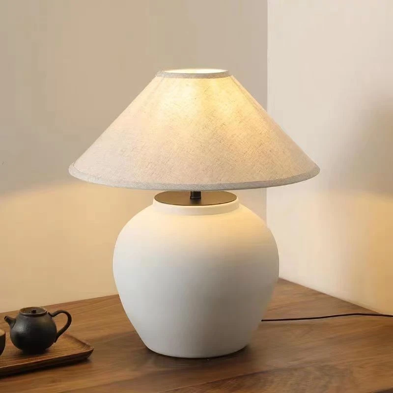 手作り陶器の壺をフロアランプとして使用する-ヴィンテージリビングルームの装飾品-寝室のベッドサイドテーブルランプ-禅スタイルの装飾ledランプ
