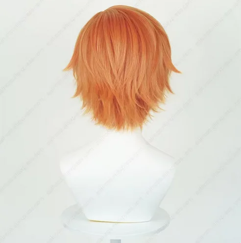 Anime Akito Shinonome Peruca Cosplay, Perucas Curtas Laranja, Resistente ao Calor, Cabelo Sintético, 30cm