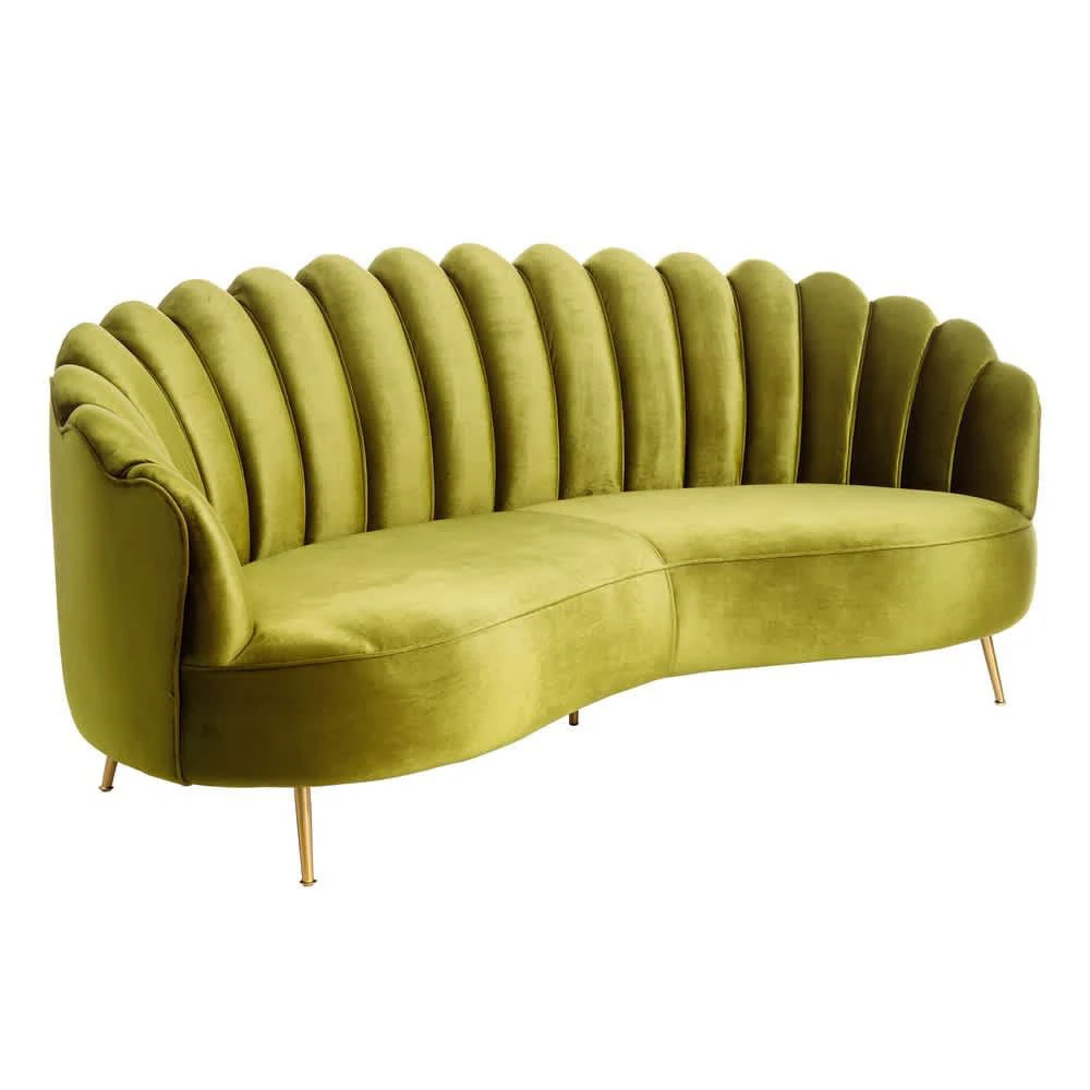 Classic Luxury Fabric Velvet Couch Curved Design Sofa Stainless Steel Living Room Set