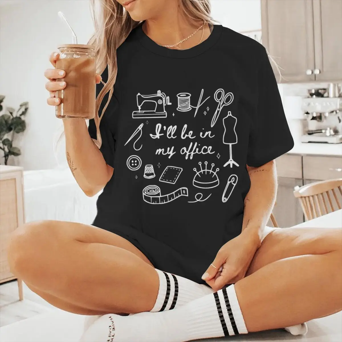 I'll Be in My Office Sewing Tshirt Women Summer Clothes Short Sleeve T-shirt Sewing Machine Tee Sewing Lover Casual Tops Tees