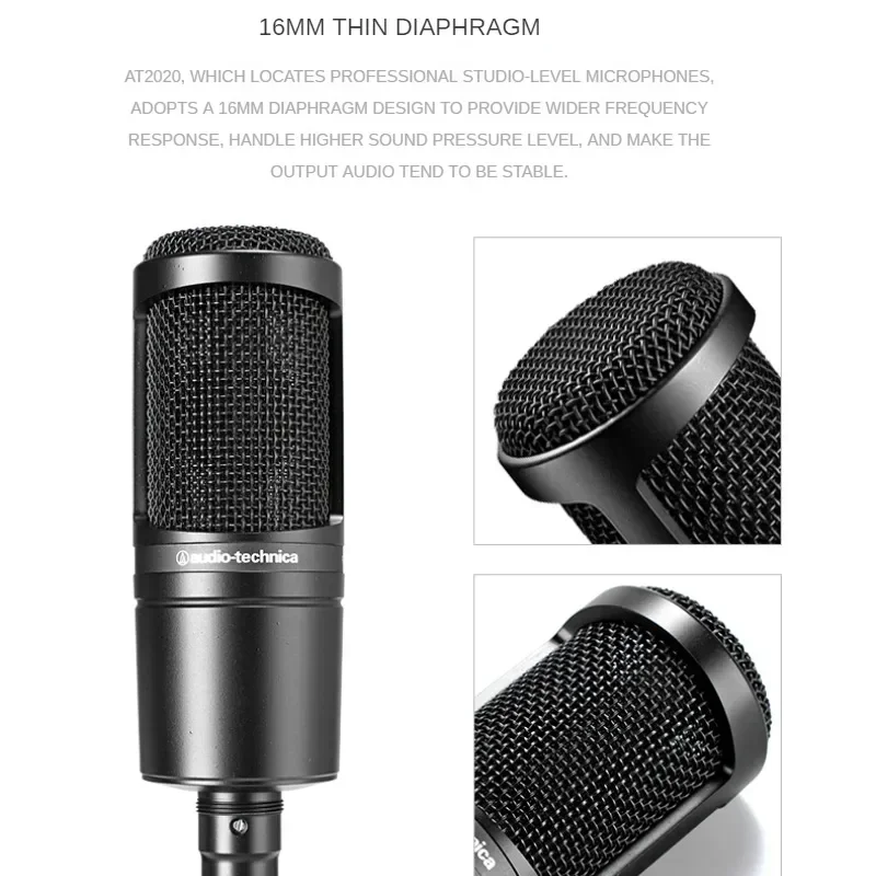 ميكروفون مكثف قلبي سلكي أصلي 100% من Audio Technica AT2020 ميكروفون احترافي للتسجيل المباشر صوتي برو ستوديو كاريوكي #4