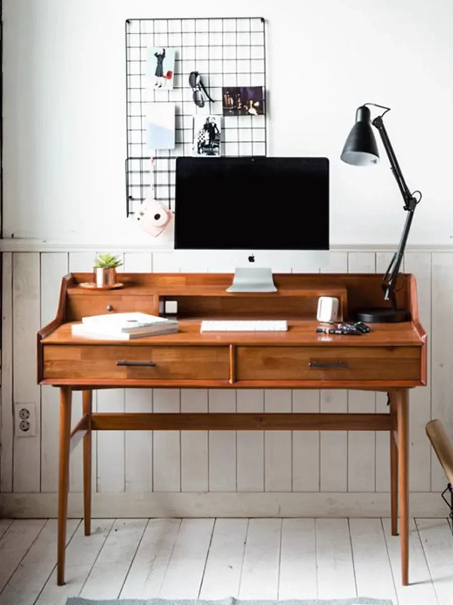 Oak Storage Desk Cherry Black Walnut Computer Desk Small Unit Student Solid Wood Writing Desk Table