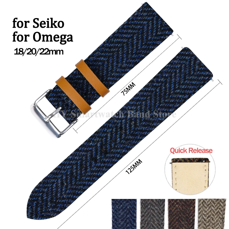 18mm 20mm 22mm Nylon Genuine Leather Watch Strap for Seiko for Omega Quick Release Wrist Band Weave Strap Men Women Bracelet