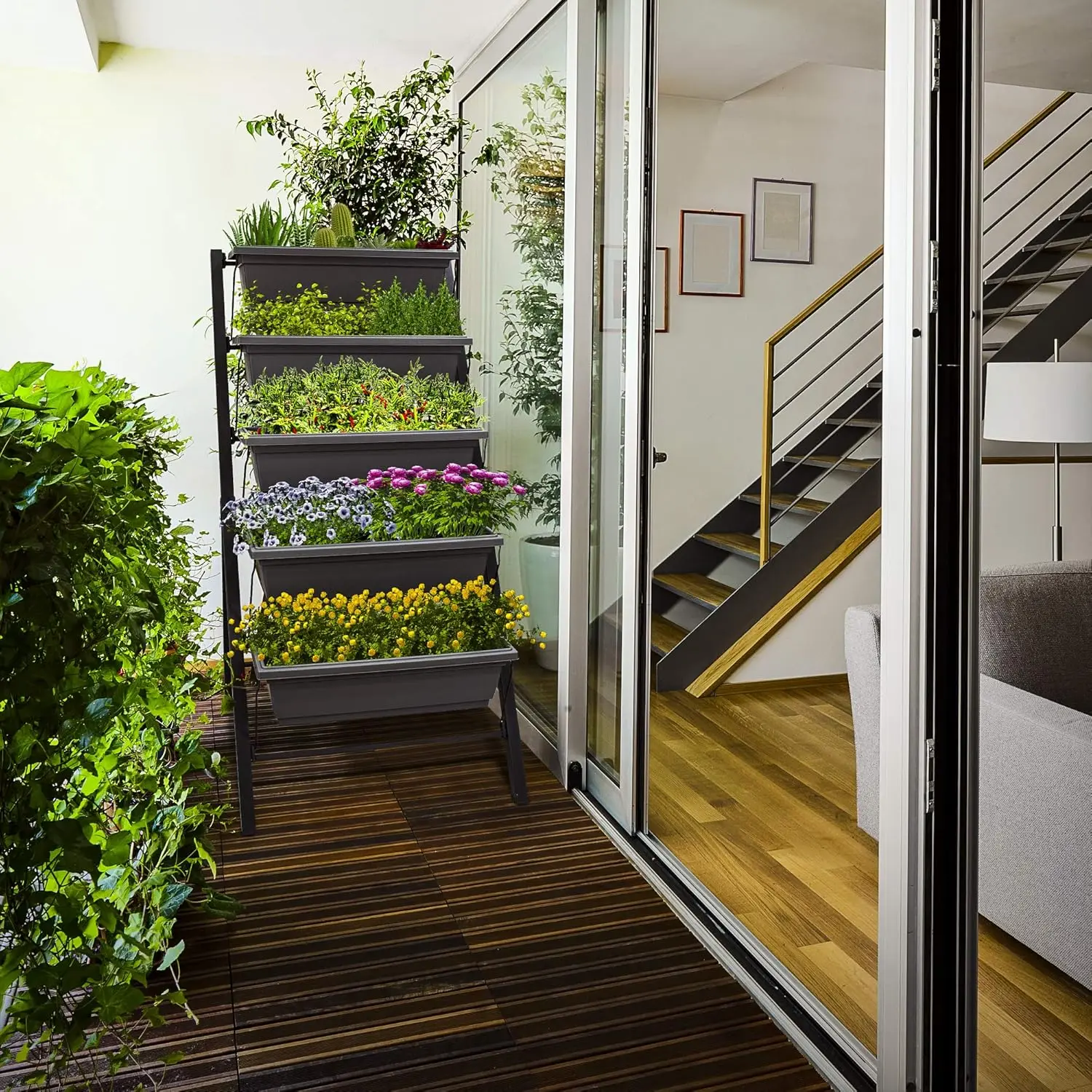 Outdoor & Indoor Gardening, 4Ft Vertical, 5 Tier, Food Safe Gardening Planter Box