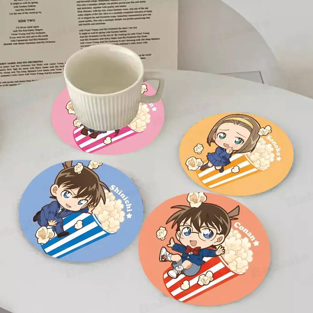 Detective Conan Natural Wood Coaster Creative Cartoon Absorbent Cushion Coffee Mug Bowl Cushion Insulation Cushion