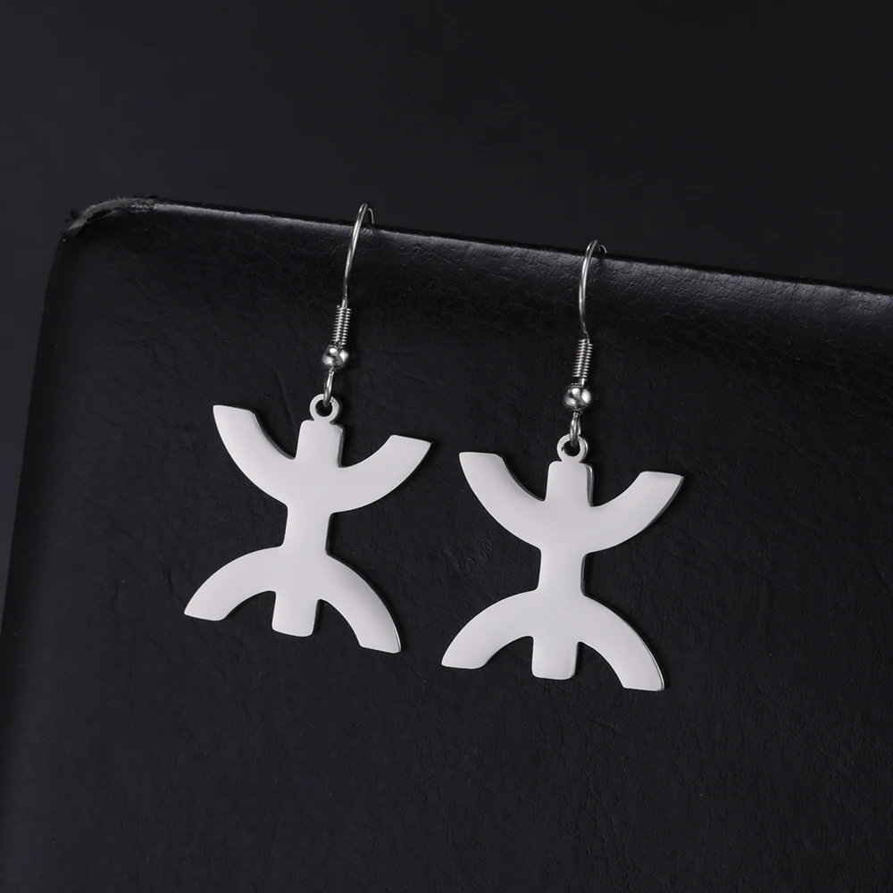 Dawapara Africa Berbers Symbol Pendant Earrings Amazigh Letter Yaz Free Men Amulet  Kabyle Style Stainless Steel Jewelry