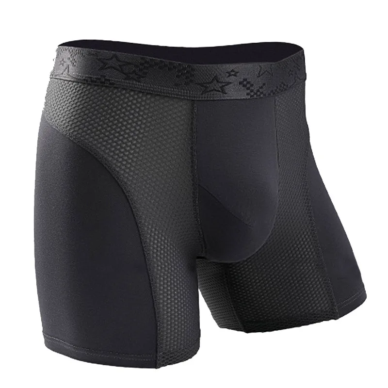 Calzoncillos sexys de malla convexa en U para hombre, Bóxer largo transpirable, ropa interior con piernas extendidas resistentes al desgaste, talla