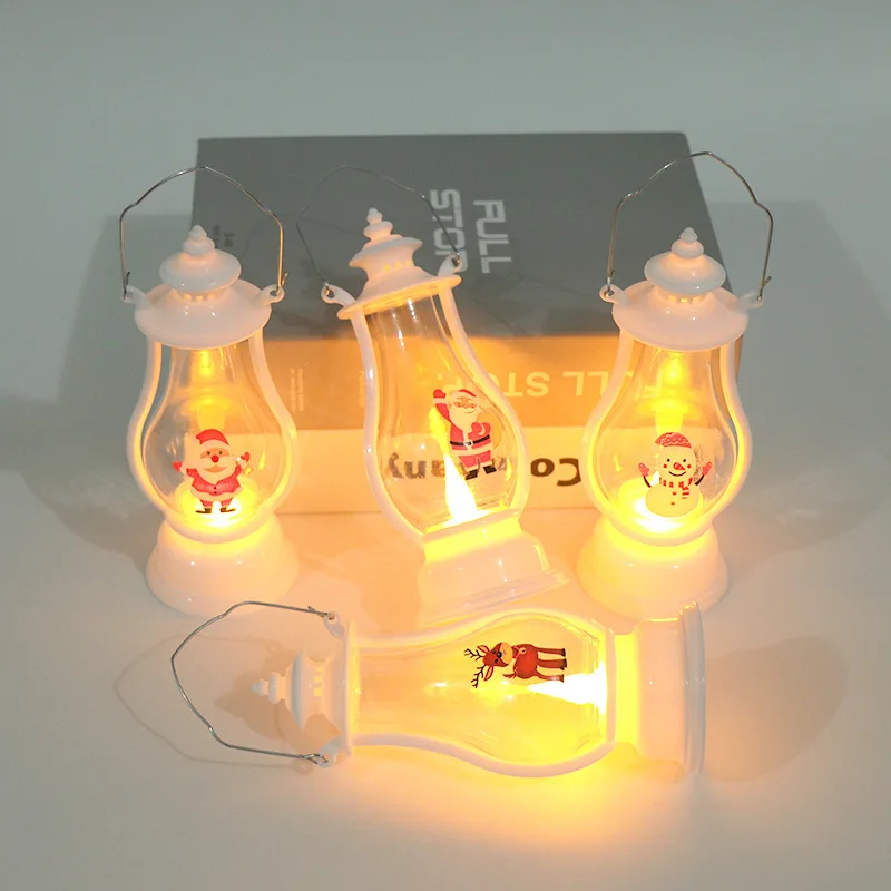 Lampu Led elektronik untuk dekorasi Natal, lampu lilin elektronik, lampu Sinterklas, lampu Retro portabel, lentera angin dongeng Led gantung