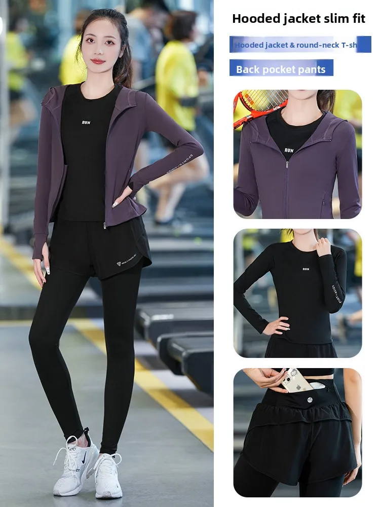 

Осенне-зимний женский спортивный комплект с длинными рукавами для йоги и фитнеса, комплект из двух предметов, повседневная спортивная одежда для бадминтона, нейлон, спандекс