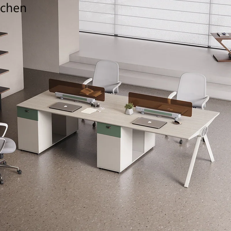 workstation desk four-person desk and chair combination clerk computer  staff company screen double seat staff