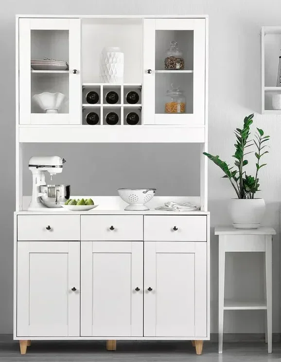 

# All In One Mini Kitchen Cabinet Unit With Wine Rack For Small Spaces Modern Wooden Storage Cabinets #