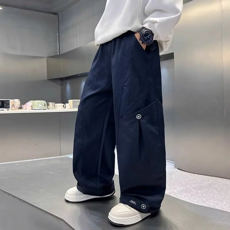 

Children's Trousers for Autumn Gray and Black High-street Sweatpants High-quality Boys' Casual Pants Korean-style Loose-fitting