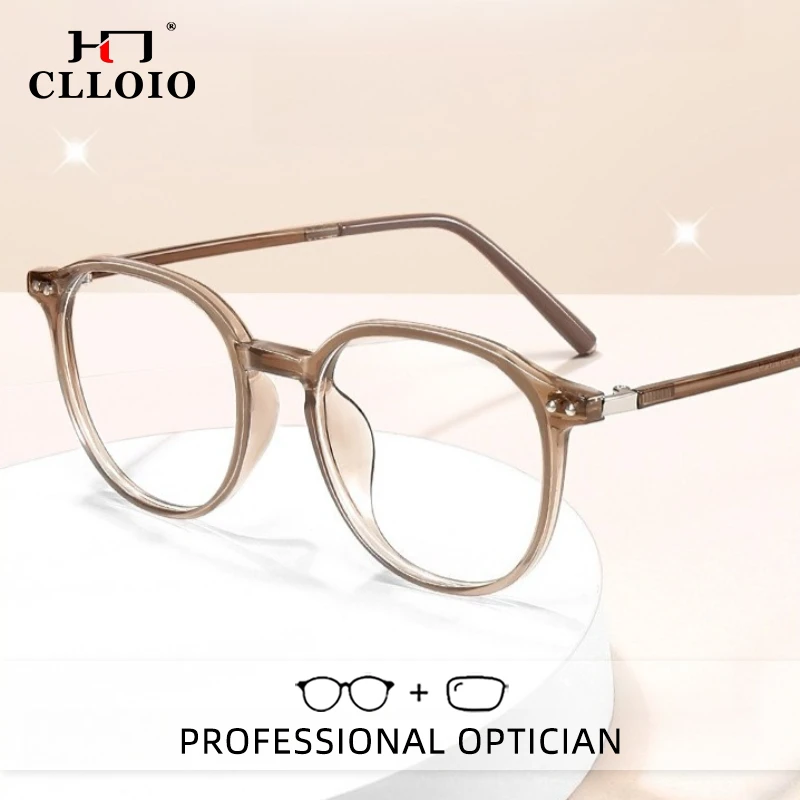 

CLLOIO Comfortable Everyday Wear TR90 Reading Glasses Blue Light Blocking Round Myopia Glasses Progressive Prescription Eyewear