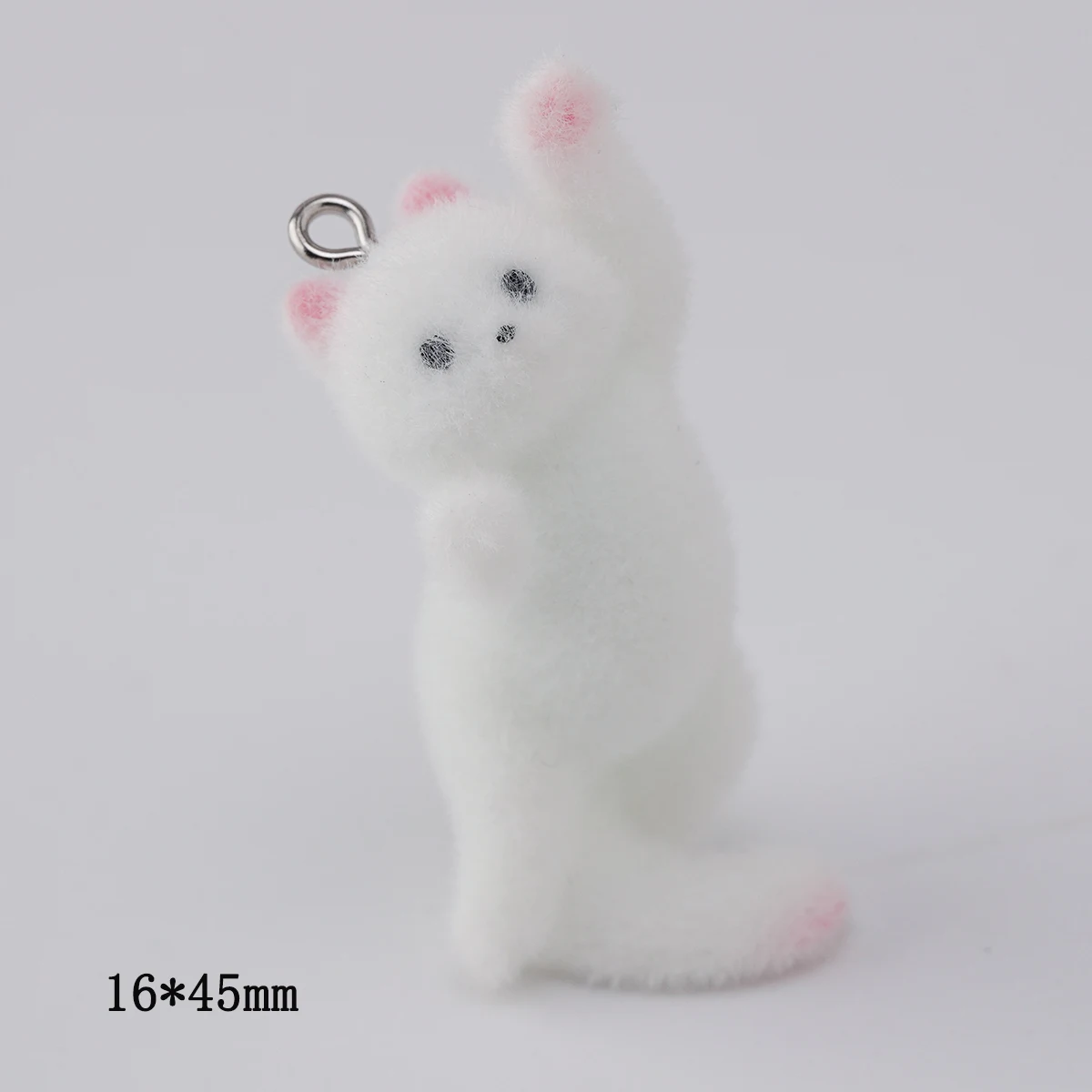 20pcs Resin Flocking Cartoon Cute White kitten Charms Resin Animal Cat Pendants for Keychains DIY crafts Make Jewelry fittings