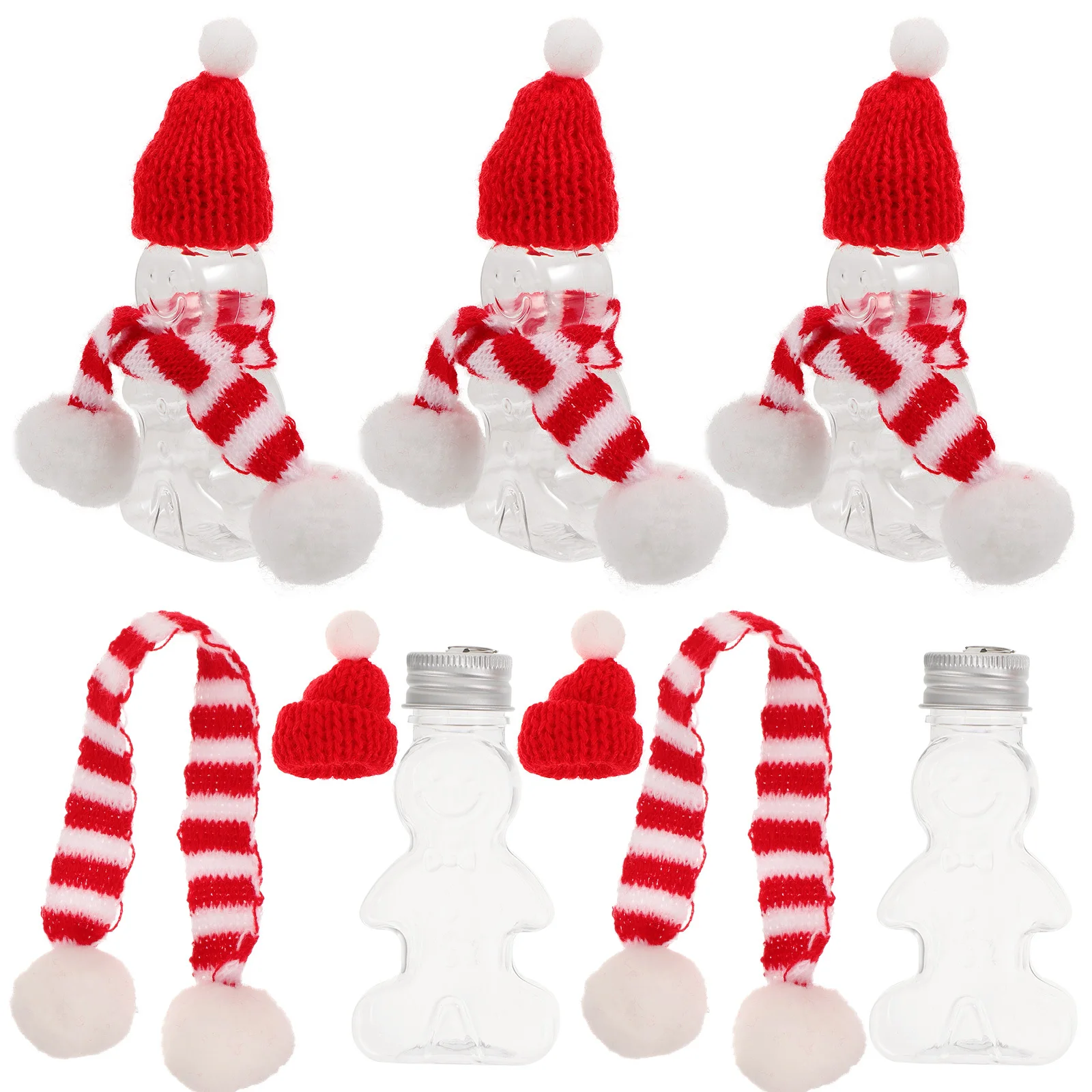 

5Pcs Candy Container Gift Cute Christmas Bottles 50Ml Gingerbread Man Shaped Refillable Water Bottles with Caps for Party Favors