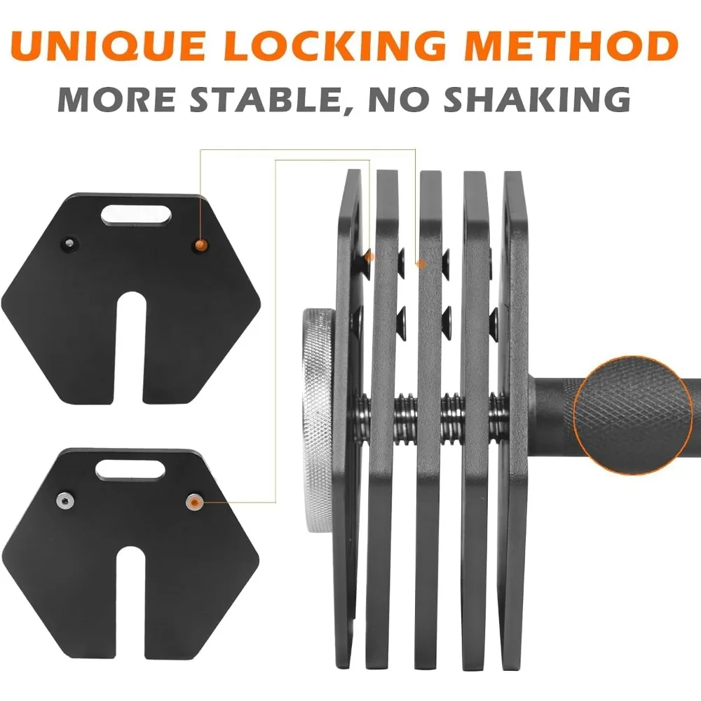 Adjustable Dumbbells set 160lb  Hex Dumbbell 9 in 1 Free Weights for Lock Adjustable Dumbbell Sets with Anti-Slip Steel Handle