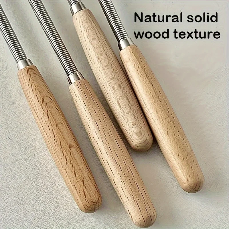 3-piece set, mini stainless steel whisks with solid wood handles, for mixing, stirring, beating, or whipping.