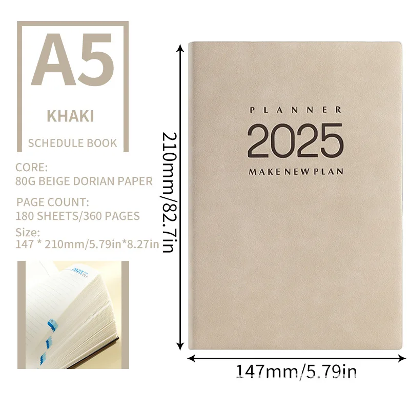 2025 English Calendar Book 365 Days Daily Planner Weekly Planner Book A5 Notepad weekly organizer agendas school