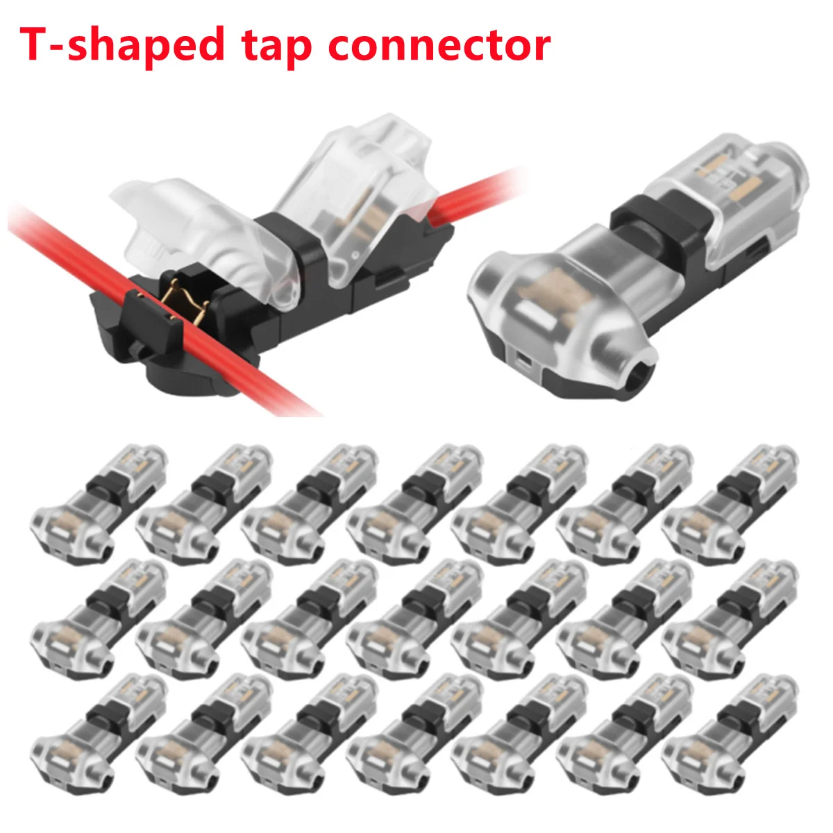 

30pcs T Type 1 Pin Low Voltage Wire Connector Quick Solderless Wire Splice Connector T Tap Wire Connectors No Stripping