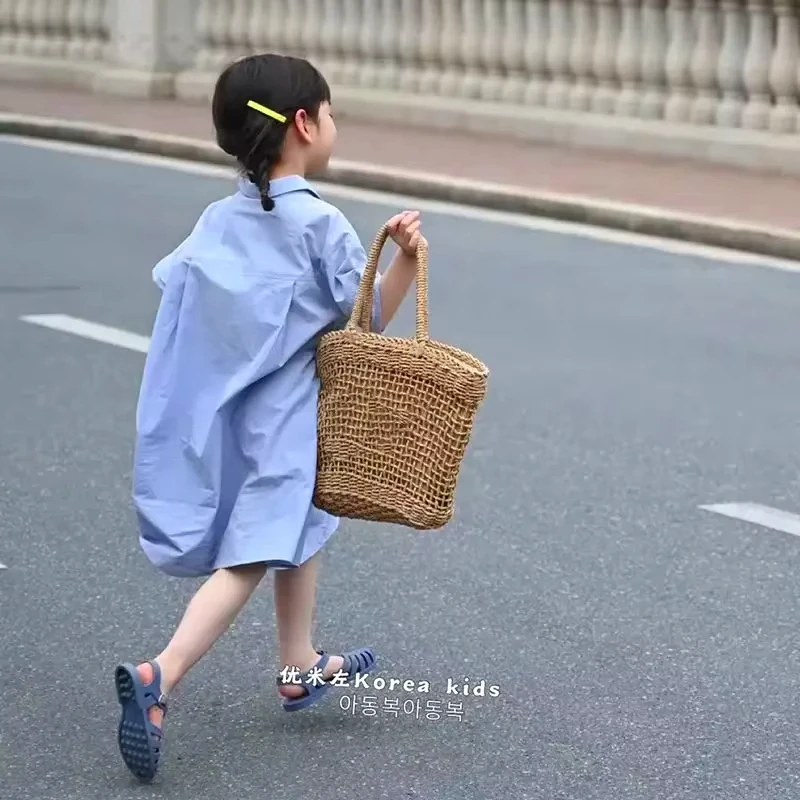 Korean children\'s clothing girl\'s dress 2024 summer new children\'s skirt fashion children\'s shirt skirt