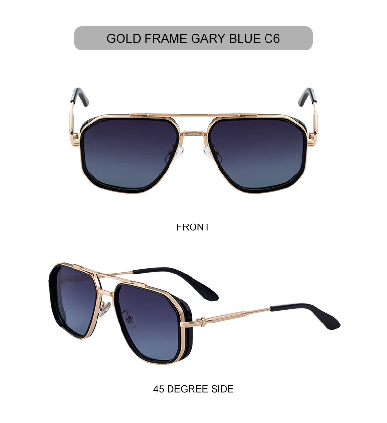 Übergroße quadratische Steampunk-Sonnenbrille für Herren, 2026, Luxusmarke, Vintage-Doppelstrahl-Metall-Sonnenbrille, trendige Outdoor-Fahrbrille – Detail 20