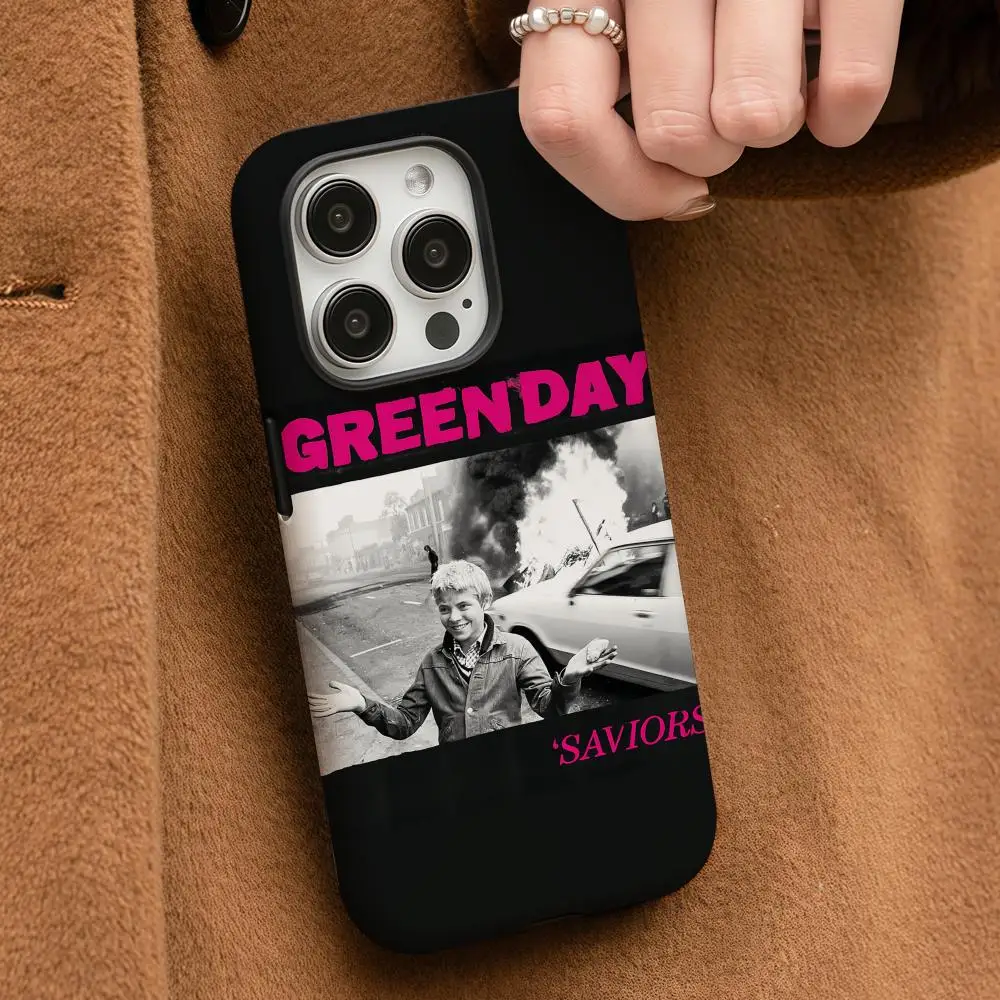 

G- Green Day saviors Phone Case For iPhone 17 16 15 14 13 12 Pro Max Plus Glossy HD Double-Layer Liquid Back Film Hard Shell