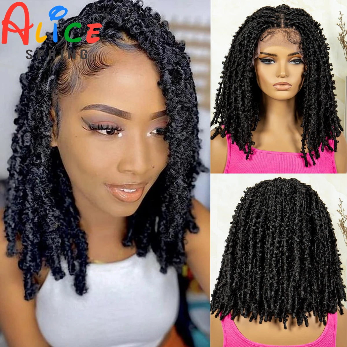 

Synthetic Lace Front Braided Wigs Dreadlocks Braided Lace Wig for Black Women Knotless Box Braiding Hair Natural Short Bob Wigs